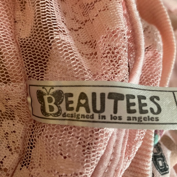 Beautees Pink Lace Neckline Cold Shoulder Hoodie - Picture 5 of 6